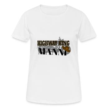 Autobahn König Manni - Motorrad - Frauen T-Shirt atmungsaktiv - Weiß - Vorne - AI Model Female 172 dark (172cm)