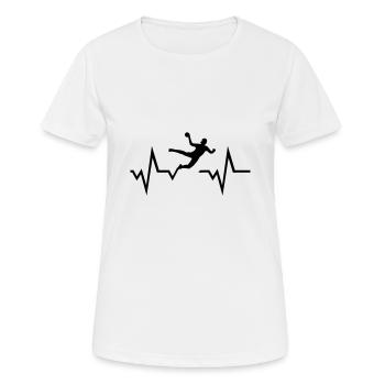 Handball ECG Heartbeat - women - Women's Breathable T-Shirt - white - Front - AI Model Female 172 dark (172cm)