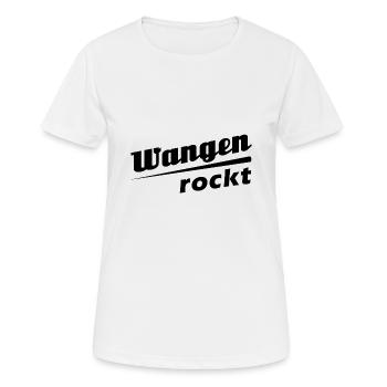 Wangen rockt - Textdesign mit Stadtnamen - Frauen T-Shirt atmungsaktiv - Weiß - Vorne - AI Model Female 172 dark (172cm)