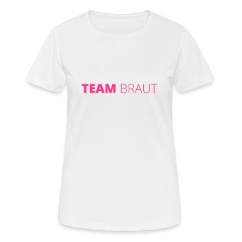 Team Braut! Minimal, personalisierbar - Frauen T-Shirt atmungsaktiv - Weiß - Vorne - AI Model Female 172 dark (172cm)