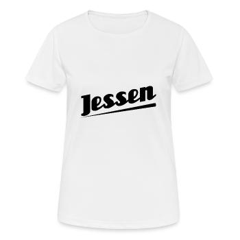 Jessen - Textdesign mit Stadtnamen - Frauen T-Shirt atmungsaktiv - Weiß - Vorne - AI Model Female 172 dark (172cm)
