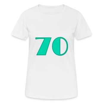 70. 70 ANS. 70e ANNIVERSAIRE. ANNIVERSAIRE 70 ANS. - T-shirt respirant Femme - blanc - Devant - AI Model Female 172 dark (172cm)