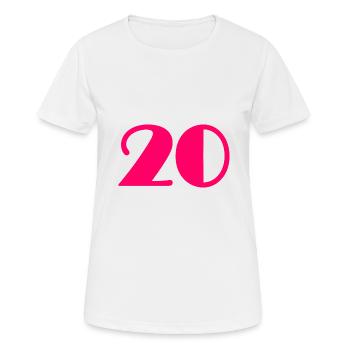 20 ANS,20e ANNIVERSAIRE,ANNIVERSAIRE 20 ANS,20 - T-shirt respirant Femme - blanc - Devant - AI Model Female 172 dark (172cm)