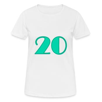 20 ANS,20e ANNIVERSAIRE,ANNIVERSAIRE 20 ANS,20 - T-shirt respirant Femme - blanc - Devant - AI Model Female 172 dark (172cm)