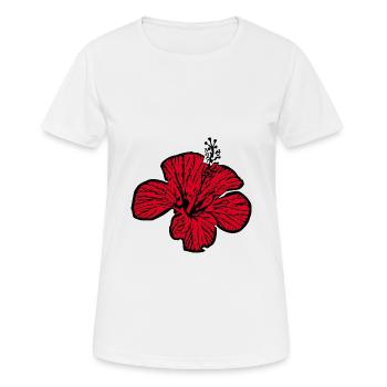 Blume rot rote Blumen rot rote Blumen Hibiskus - Frauen T-Shirt atmungsaktiv - Weiß - Vorne - AI Model Female 172 dark (172cm)