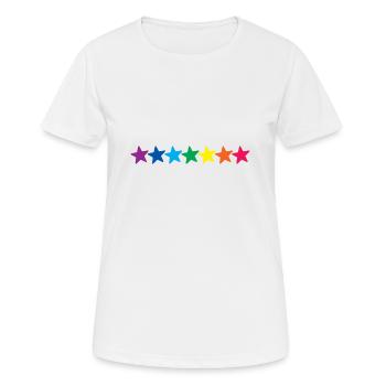 Horizontale Regenbogensterne - Frauen T-Shirt atmungsaktiv - Weiß - Vorne - AI Model Female 172 dark (172cm)