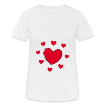 rotes Herz rot Herzen rot Herz Geschenk Muttertag - Frauen T-Shirt atmungsaktiv - Weiß - Vorne - AI Model Female 172 dark (172cm)