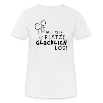Auf die Plätze, Glücklich, los! Luftballons - Frauen T-Shirt atmungsaktiv - Weiß - Vorne - AI Model Female 172 dark (172cm)