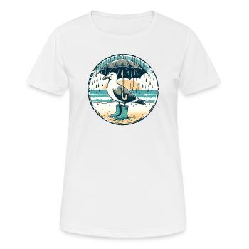 Coloré Pop Art mouette Wellington bottes et parapluie - T-shirt respirant Femme - blanc - Devant - AI Model Female 172 dark (172cm)