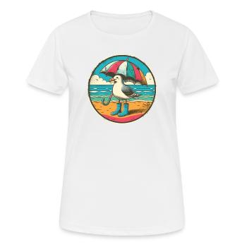 Mouette Pop Art avec bottes en caoutchouc et parapluie - T-shirt respirant Femme - blanc - Devant - AI Model Female 172 dark (172cm)