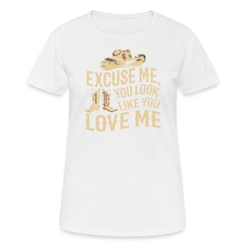 Entschuldigung, du siehst aus, als würdest du mich lieben - Frauen T-Shirt atmungsaktiv - Weiß - Vorne - AI Model Female 172 dark (172cm)