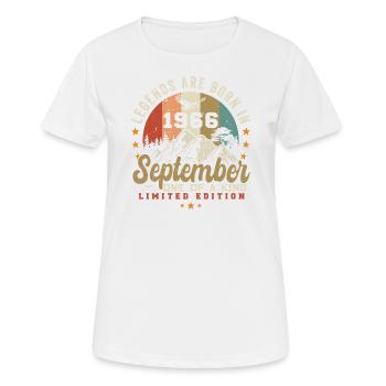 Septembre 1966, né en 1966 - T-shirt respirant Femme - blanc - Devant - AI Model Female 172 dark (172cm)