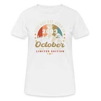 Oktober 2003 - Geburtstag im Oktober 2003 - Frauen T-Shirt atmungsaktiv - Weiß - Vorne - AI Model Female 172 dark (172cm)