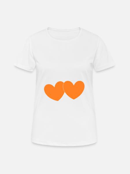 orange heart orange valentine's day - Women's Breathable T-Shirt - white