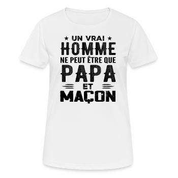 Ein richtiger Mann ist nur Papa und Freimaurer - Frauen T-Shirt atmungsaktiv - Weiß - Vorne - AI Model Female 172 dark (172cm)
