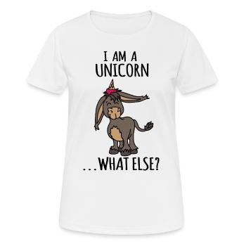 je suis une licorne / licorne / Licorne - T-shirt respirant Femme - blanc - Devant - AI Model Female 172 dark (172cm)