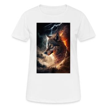 Wolf Blitz Donner Epic Cool Episch Wölfe - Frauen T-Shirt atmungsaktiv - Weiß - Vorne - AI Model Female 172 dark (172cm)