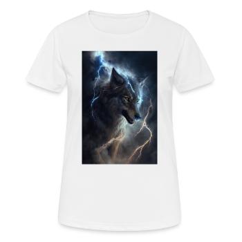Wolf Blitz Donner Epic Cool Episch Wölfe - Frauen T-Shirt atmungsaktiv - Weiß - Vorne - AI Model Female 172 dark (172cm)