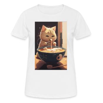 Cat Japonais Ramen Otaku Anime - T-shirt respirant Femme - blanc - Devant - AI Model Female 172 dark (172cm)
