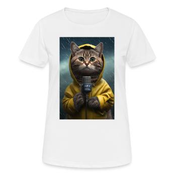 Cat Lusitg Regenmante Pluie Prévisions Météo Météo - T-shirt respirant Femme - blanc - Devant - AI Model Female 172 dark (172cm)