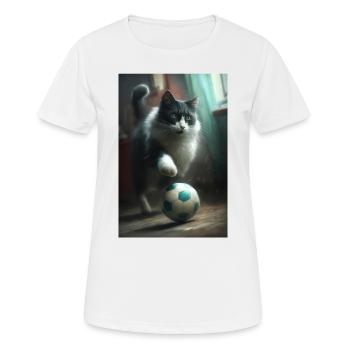 Cat Football réaliste - T-shirt respirant Femme - blanc - Devant - AI Model Female 172 dark (172cm)