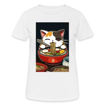 Cat Japonais Ramen Otaku Anime - T-shirt respirant Femme - blanc - Devant - AI Model Female 172 dark (172cm)