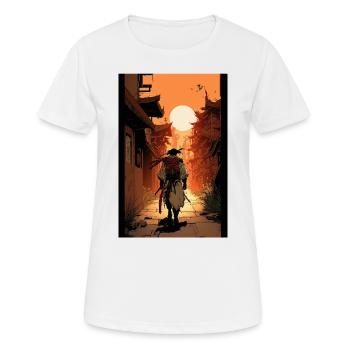 Japanischer Samurai Krieger Sonne Stadt Tempel - Frauen T-Shirt atmungsaktiv - Weiß - Vorne - AI Model Female 172 dark (172cm)