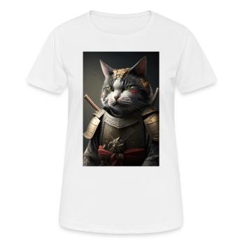 Samouraï Chat Chat Cool Japon Guerrier - T-shirt respirant Femme - blanc - Devant - AI Model Female 172 dark (172cm)