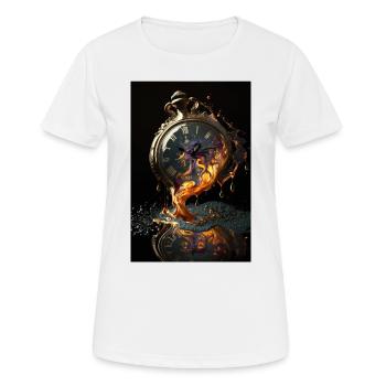 Fusion Montre de Poche Surréaliste - T-shirt respirant Femme - blanc - Devant - AI Model Female 172 dark (172cm)