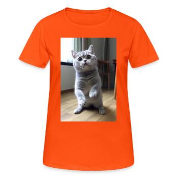 Funny cute cat - Women's Breathable T-Shirt - neon orange - Front - AI Model Female 172 dark (172cm)