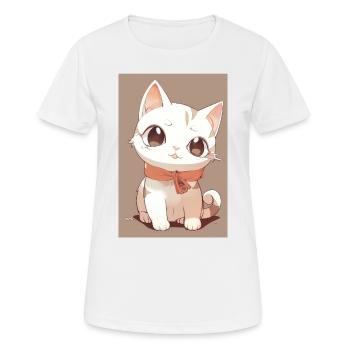 Lustige Katze - Frauen T-Shirt atmungsaktiv - Weiß - Vorne - AI Model Female 172 dark (172cm)