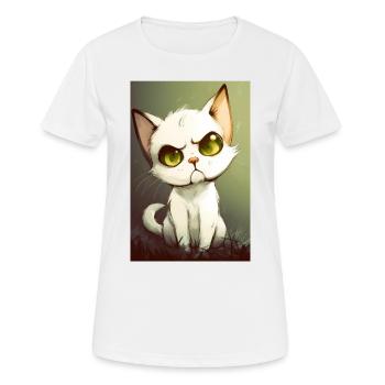 Lustige Katze - Frauen T-Shirt atmungsaktiv - Weiß - Vorne - AI Model Female 172 dark (172cm)