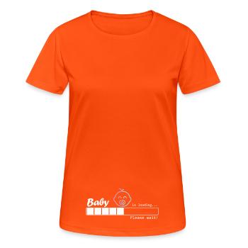 Baby is loading - Garçon/Fille - T-shirt respirant Femme - orange néon - Devant - AI Model Female 172 dark (172cm)