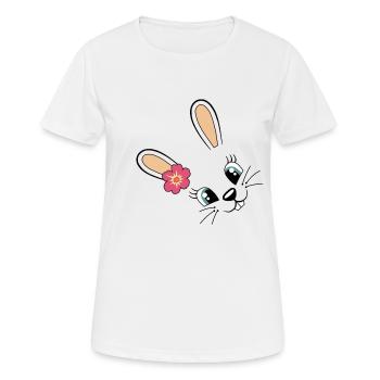 Lapin mignon lapin Pâques lapin Fleur mignonne - T-shirt respirant Femme - blanc - Devant - AI Model Female 172 dark (172cm)