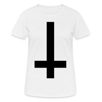 Croix Antichrist 1C inversé - T-shirt respirant Femme - blanc - Devant - AI Model Female 172 dark (172cm)