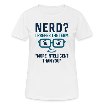 Nerd Intelligent - T-shirt respirant Femme - blanc - Devant - AI Model Female 172 dark (172cm)