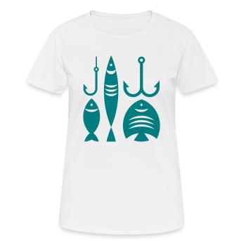 Fische, Anker und Haken - Frauen T-Shirt atmungsaktiv - Weiß - Vorne - AI Model Female 172 dark (172cm)