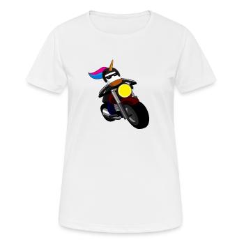 Unicorn motorcyclist. - Women's Breathable T-Shirt - white - Front - AI Model Female 172 dark (172cm)
