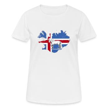 Cheval islandais - Cheval islandais sur le contour de l'Islande - T-shirt respirant Femme - blanc - Devant - AI Model Female 172 dark (172cm)