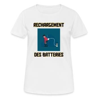 Rechargement des batteries occasion spéciale - T-shirt respirant Femme - blanc - Devant - AI Model Female 172 dark (172cm)