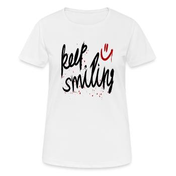 keep smiling - Frauen T-Shirt atmungsaktiv - Weiß - Vorne - AI Model Female 172 dark (172cm)