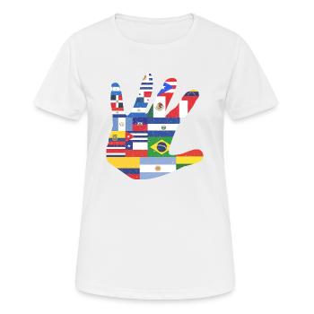 Lateinamerika Südamerika Hand Fahne Geschenk Latin - Frauen T-Shirt atmungsaktiv - Weiß - Vorne - AI Model Female 172 dark (172cm)