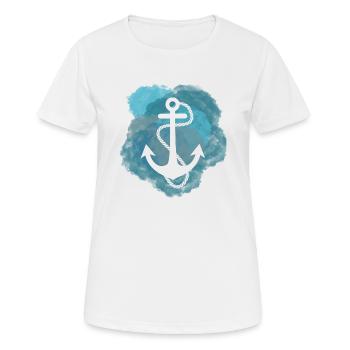 Anker-Aquarell - Frauen T-Shirt atmungsaktiv - Weiß - Vorne - AI Model Female 172 dark (172cm)