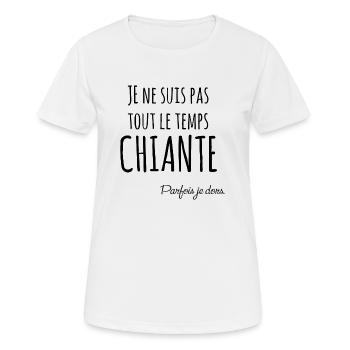 Je ne suis pas tout le temps chiante humour cadeau - T-shirt respirant Femme - blanc - Devant - AI Model Female 172 dark (172cm)