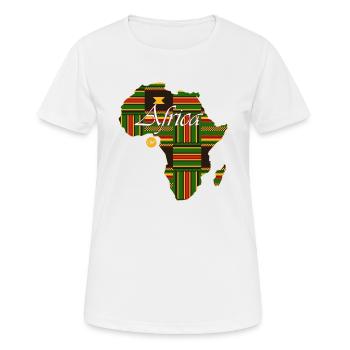Woezoo - Karte Afrika Stoff bedruckt - Frauen T-Shirt atmungsaktiv - Weiß - Vorne - AI Model Female 172 dark (172cm)