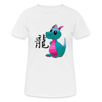 Dragon chinois - T-shirt respirant Femme - blanc - Devant - AI Model Female 172 dark (172cm)