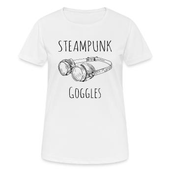 Steampunk Brille Schweißerbrille Goggles Shirt - Frauen T-Shirt atmungsaktiv - Weiß - Vorne - AI Model Female 172 dark (172cm)
