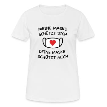 Maske - Frauen T-Shirt atmungsaktiv - Weiß - Vorne - AI Model Female 172 dark (172cm)