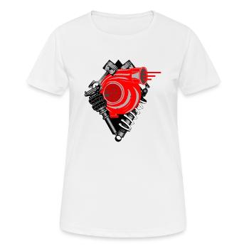 Turbocompresseur avec châssis et cylindre - T-shirt respirant Femme - blanc - Devant - AI Model Female 172 dark (172cm)