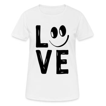 Love Smile Liebe Herzchen Herzen Lachen Happy - Frauen T-Shirt atmungsaktiv - Weiß - Vorne - AI Model Female 172 dark (172cm)